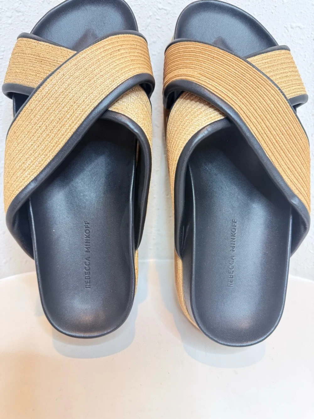 Rebecca Minkoff Woven Dune Khaki Women’s Platform Sandals Size 8 NIB